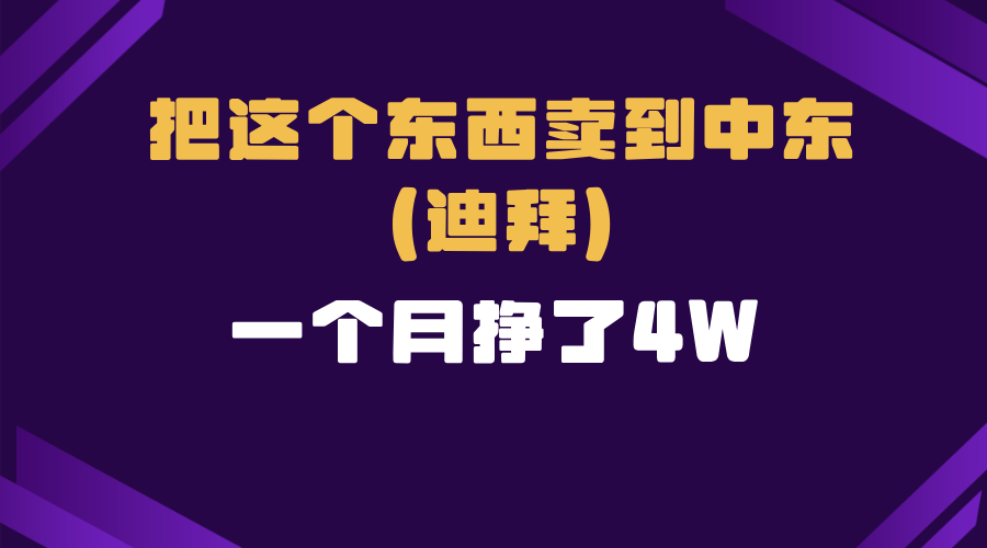 跨境电商一个人在家把货卖到迪拜，暴力项目拆解-创新社-资源网-最新项目分享网站