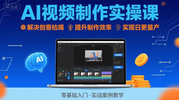 Ai视频制作实操课，解决创意枯竭、效率低下痛点，实现日更量产可持续变现-创新社-资源网-最新项目分享网站