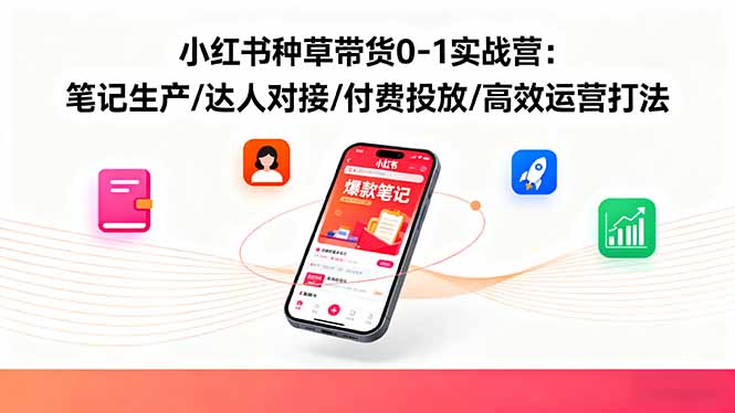 小红书种草带货0-1实战营:笔记生产/达人对接/付费投放/高效运营打法-创新社-资源网-最新项目分享网站