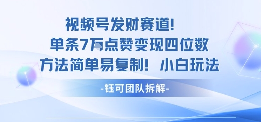 视频号发财赛道单条7W点赞变现四位数方法简单易复制小白玩法-创新社-资源网-最新项目分享网站