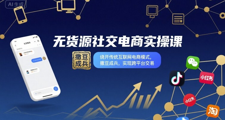 无货源社交电商实操课,绕开传统互联网电商模式,撒豆成兵,实现跨平台交易-创新社-资源网-最新项目分享网站
