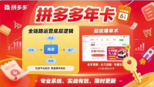 拼多多年卡【8月更新6节】拼多多全链路运营底层逻辑，超级爆单术-创新社-资源网-最新项目分享网站
