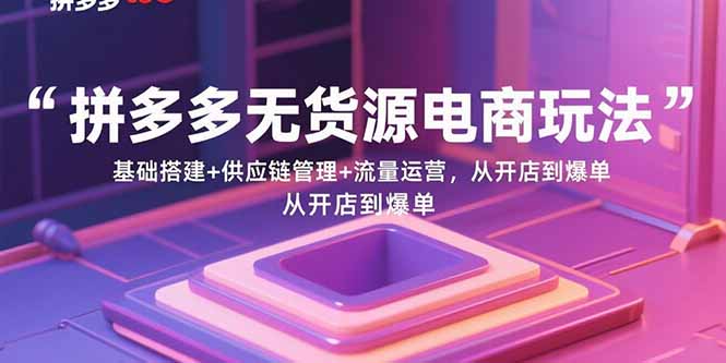 拼多多无货源电商玩法：基础搭建+供应链管理+流量运营，从开店到爆单-创新社-资源网-最新项目分享网站