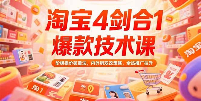 淘宝4剑合1爆款技术课73期：阶梯提价破量法，内外销双改策略 全站推广拉升-创新社-资源网-最新项目分享网站