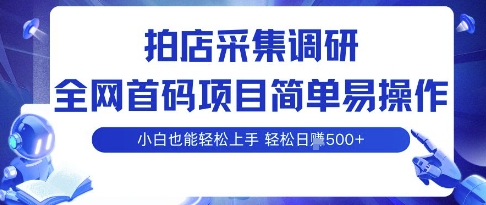拍店采集调研，全网首码项目，简单易操作， 小白也能轻松上手，多账号操作，轻松日入5张【揭秘】-创新社-资源网-最新项目分享网站