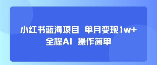 小红书蓝海项目 单月变现1w+ 全程AI 操作简单-创新社-资源网-最新项目分享网站