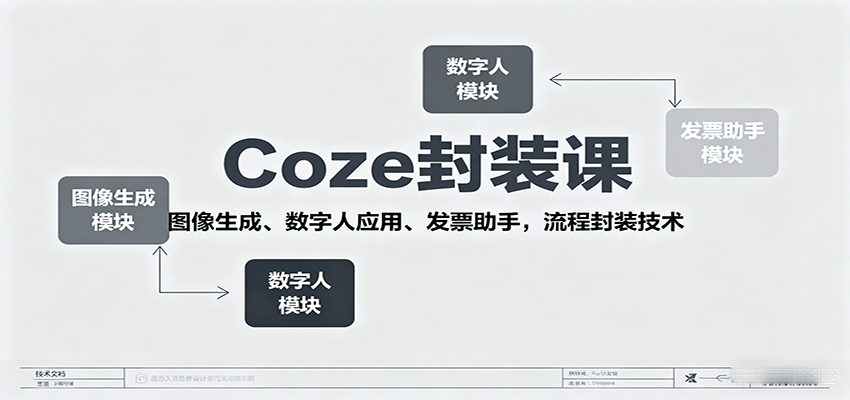 Coze封装课，图像生成、数字人应用、发票助手，流程封装技术-创新社-资源网-最新项目分享网站