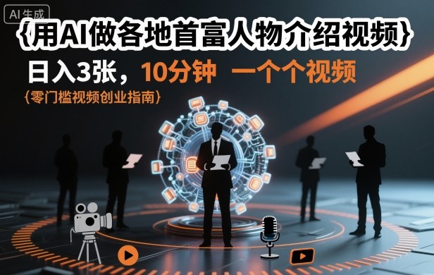 用AI做各地首富人物介绍视频，日入3张，10分钟一个视频-创新社-资源网-最新项目分享网站