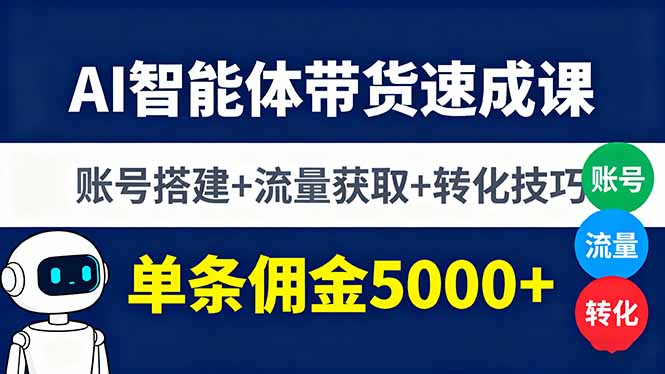AI智能体带货速成课，账号搭建+流量获取+转化技巧，单条佣金5000+-创新社-资源网-最新项目分享网站