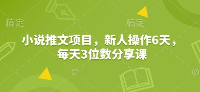 小说推文项目，新人操作6天，每天3位数分享课-创新社-资源网-最新项目分享网站