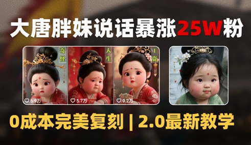 AI大唐胖贵妃说话2.0，40条视频暴涨40w粉，附独家变现攻略-创新社-资源网-最新项目分享网站
