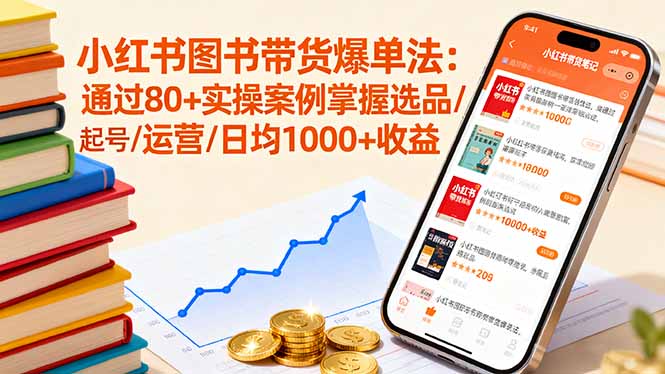 小红书图书带货爆单法：通过80+实操案例掌握选品/起号/运营/日均1000+收益-创新社-资源网-最新项目分享网站