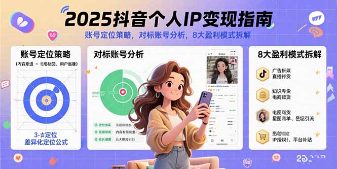 2025抖音个人IP变现指南，账号定位策略，对标账号分析，8大盈利模式拆解-创新社-资源网-最新项目分享网站