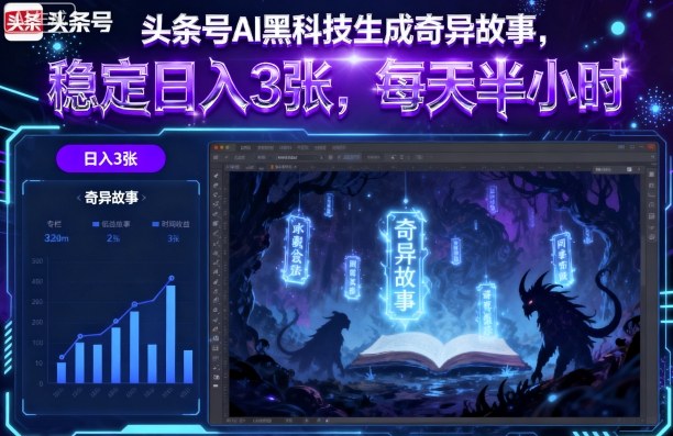 头条号AI黑科技生成奇异故事，稳定日入3张，每天半小时-创新社-资源网-最新项目分享网站