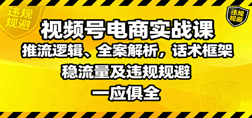 视频号电商实战课:推流逻辑、全案解析,话术框架,稳流量及违规规避等-创新社-资源网-最新项目分享网站