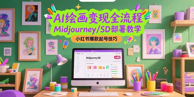 AI绘画变现全流程，Midjourney/SD部署教学，小红书爆款起号技巧-创新社-资源网-最新项目分享网站