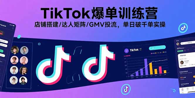 TikTok爆单训练营，店铺搭建/达人矩阵/GMV投流，单日破千单实操-创新社-资源网-最新项目分享网站