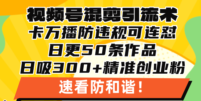 视频号混剪引流技术，500万播放引流17000创业粉，操作简单当天学会-创新社-资源网-最新项目分享网站