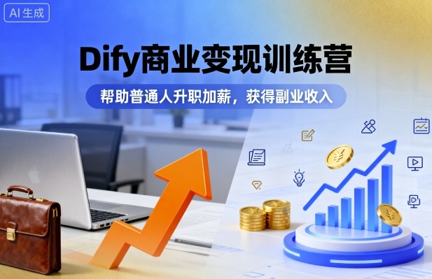 Dify商业变现训练营，帮助普通人升职加薪，获得副业收入-创新社-资源网-最新项目分享网站