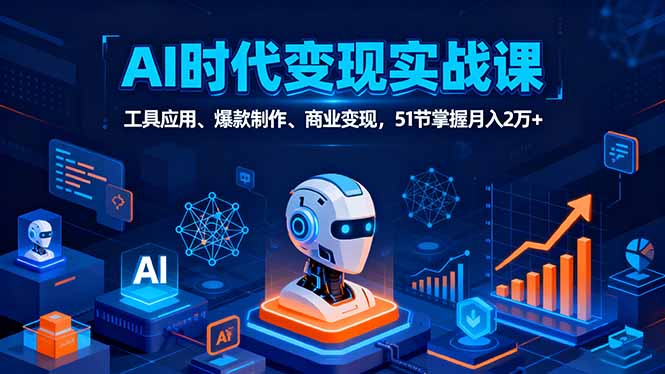 AI时代全场景实战课，工具应用、爆款制作、商业变现，51节掌握月入2万+-创新社-资源网-最新项目分享网站