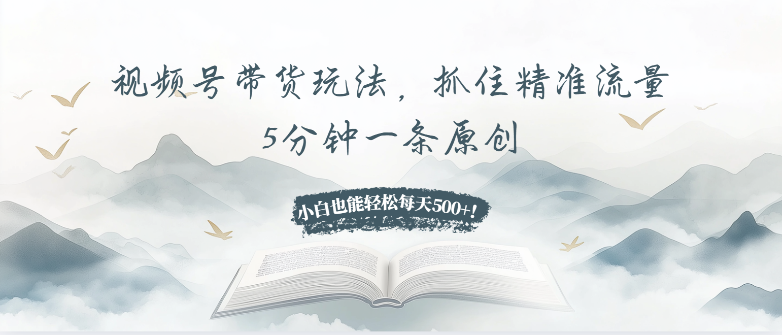视频号带货玩法，抓住精准流量，5分钟一条原创，小白也能轻松每天500+！-创新社-资源网-最新项目分享网站