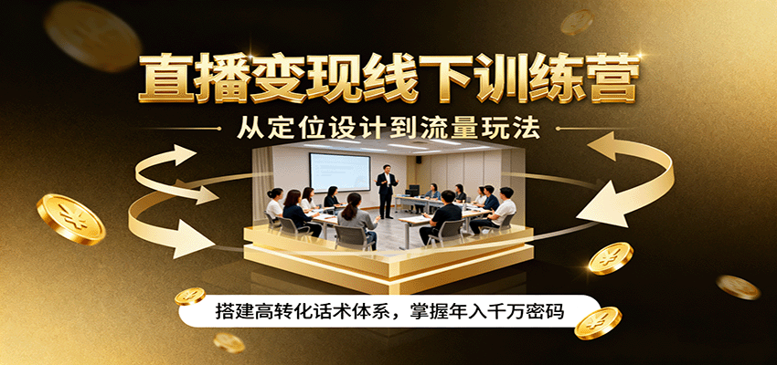 直播变现线下训练营，从定位设计到流量玩法，搭建高转化话术体系，掌握年入千万密码-创新社-资源网-最新项目分享网站