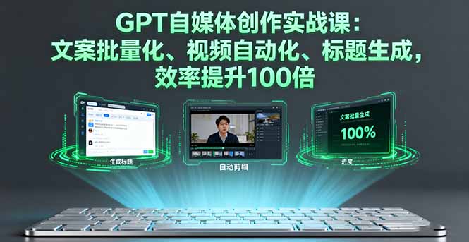 GPT自媒体创作实战课：文案批量化、视频自动化、标题生成，效率提升100倍-创新社-资源网-最新项目分享网站