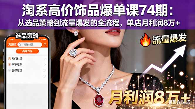 淘系高价饰品爆单课74期:从选品策略到流量爆发的全流程,单店月利润8万+-创新社-资源网-最新项目分享网站