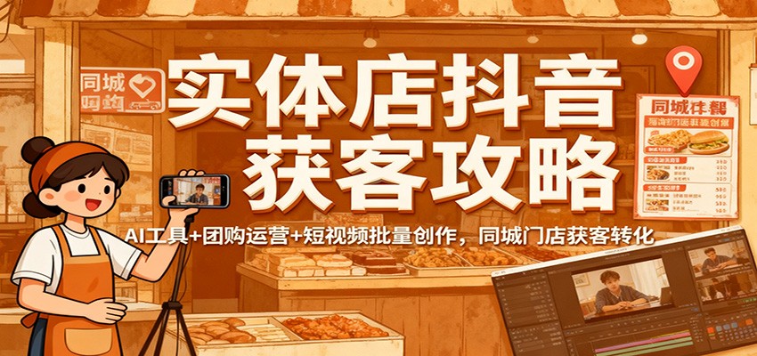实体店抖音获客攻略：AI工具+团购运营+短视频批量创作，同城门店获客转化-创新社-资源网-最新项目分享网站