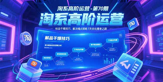 淘系高阶运营-第70期，标品干爆技巧，解决难点策略，大佬操盘方法-创新社-资源网-最新项目分享网站