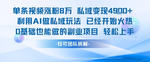 单条视频私域变现4.9k+利用AI做私域玩法 已经开始火热0基础也能做的副业项目轻松上手-创新社-资源网-最新项目分享网站