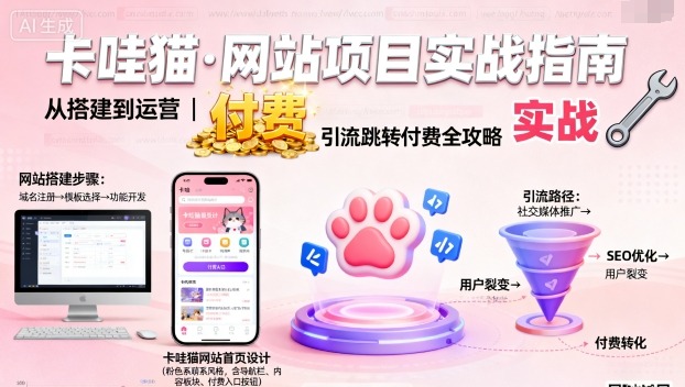 卡哇猫·网站项目，网站搭建与运营以及引流跳转付费-创新社-资源网-最新项目分享网站