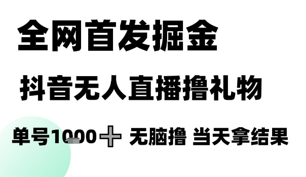 全网首发掘金抖音无人直播撸礼物，单号1k +无脑撸，当天拿结果【揭秘】-创新社-资源网-最新项目分享网站
