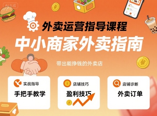 外卖运营指导课程，中小商家外卖指南，手把手带出能挣钱的外卖店-创新社-资源网-最新项目分享网站