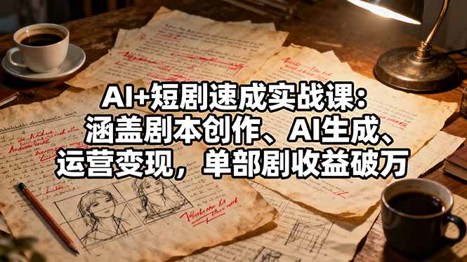 AI+短剧速成实战课:涵盖剧本创作、AI生成、运营变现,单部剧收益破万-创新社-资源网-最新项目分享网站