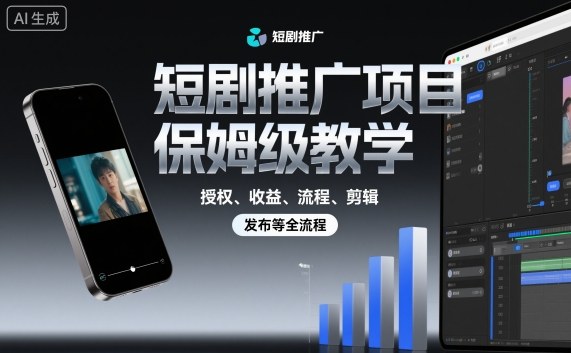 短剧推广项目保姆级教学,授权、收益、流程、剪辑,发布等全流程-创新社-资源网-最新项目分享网站
