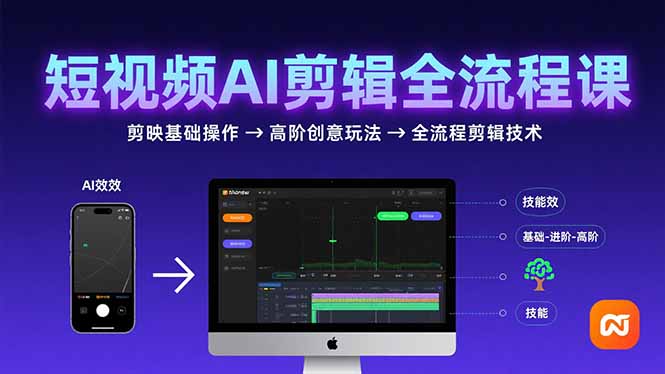 短视频AI剪辑技能，从剪映基础操作到高阶创意玩法，全流程剪辑技术-创新社-资源网-最新项目分享网站