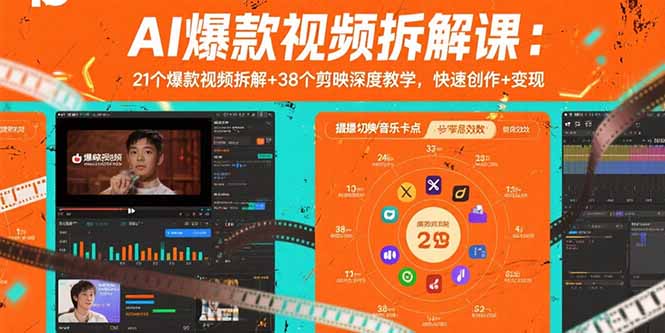 AI爆款视频拆解课：21个爆款视频拆解+38个剪映深度教学，快速创作+变现-创新社-资源网-最新项目分享网站