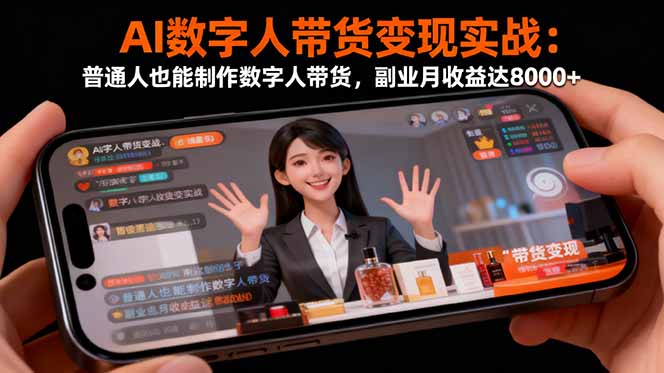 AI数字人带货变现实战:普通人也能制作数字人带货,副业月收益达8000+-创新社-资源网-最新项目分享网站