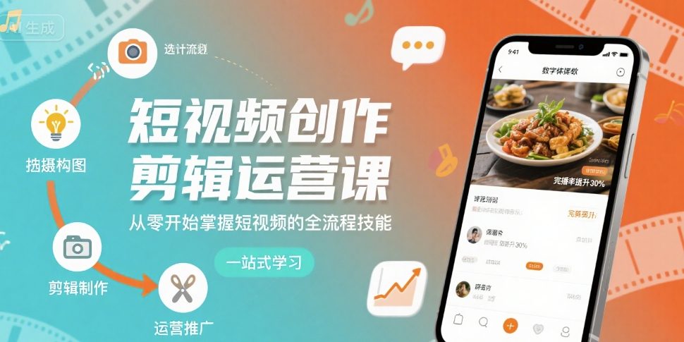 短视频创作剪辑运营课，从零开始掌握短视频的全流程技能-创新社-资源网-最新项目分享网站