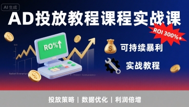 AD投放教程课程实战课，实现广告ROI300%+可持续暴利-创新社-资源网-最新项目分享网站