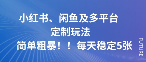 小红书、闲鱼及多平台定制玩法简单粗暴!每天稳定5张-创新社-资源网-最新项目分享网站