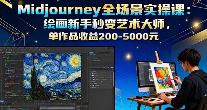 Midjourney全场景实操课：绘画新手秒变艺术大师，单作品收益200-5000元-创新社-资源网-最新项目分享网站