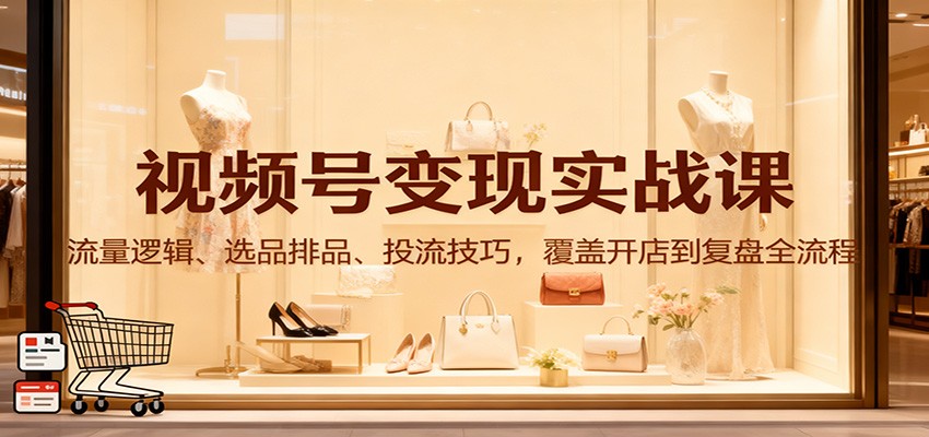 视频号变现实战课:流量逻辑、选品排品、投流技巧,覆盖开店到复盘全流程-创新社-资源网-最新项目分享网站