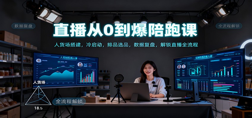 直播从0到爆陪跑课：人货场搭建，冷启动，排品选品，数据复盘，解锁直播全流程-创新社-资源网-最新项目分享网站
