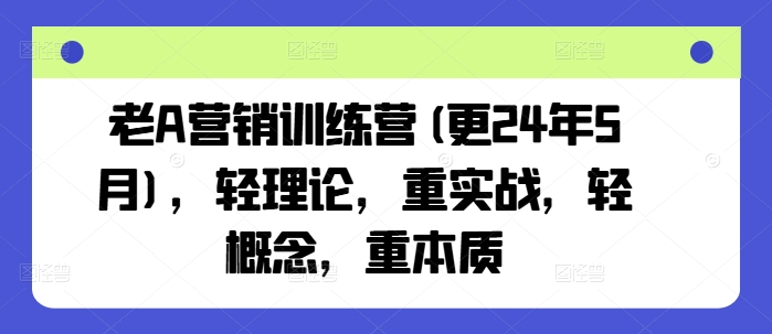 老A营销训练营(更25年6月)，轻理论，重实战，轻概念，重本质-创新社-资源网-最新项目分享网站