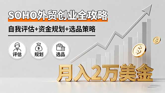 SOHO外贸创业全攻略，自我评估+资金规划+选品策略，月入2万美金-创新社-资源网-最新项目分享网站