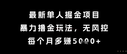 最新单人掘金项目，暴力撸金玩法，无风控，每个月多挣5k+【揭秘】-创新社-资源网-最新项目分享网站