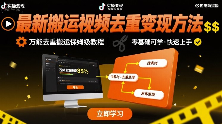 最新搬运视频去重变现方法，万能去重搬运保姆级教程-创新社-资源网-最新项目分享网站