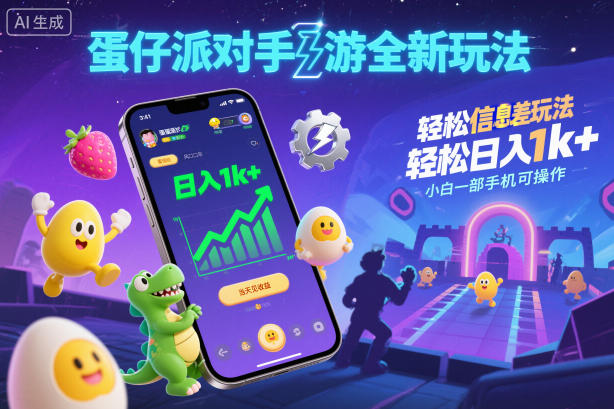 蛋仔派对手游全新玩法，轻松日入1k+，风口信息差玩法，当天见收益，小白一部手机可操作-创新社-资源网-最新项目分享网站